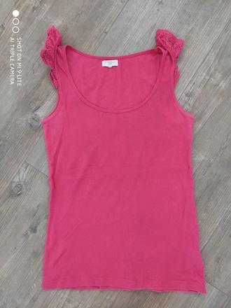 Ruzove tielko s volanikmi, new look,40