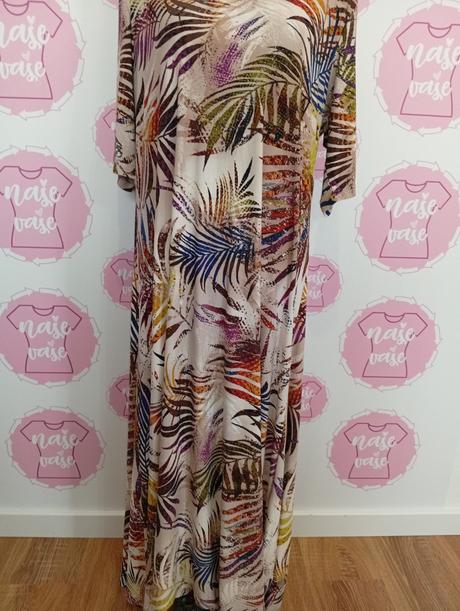 Vzorované maxi elastické šaty, 44