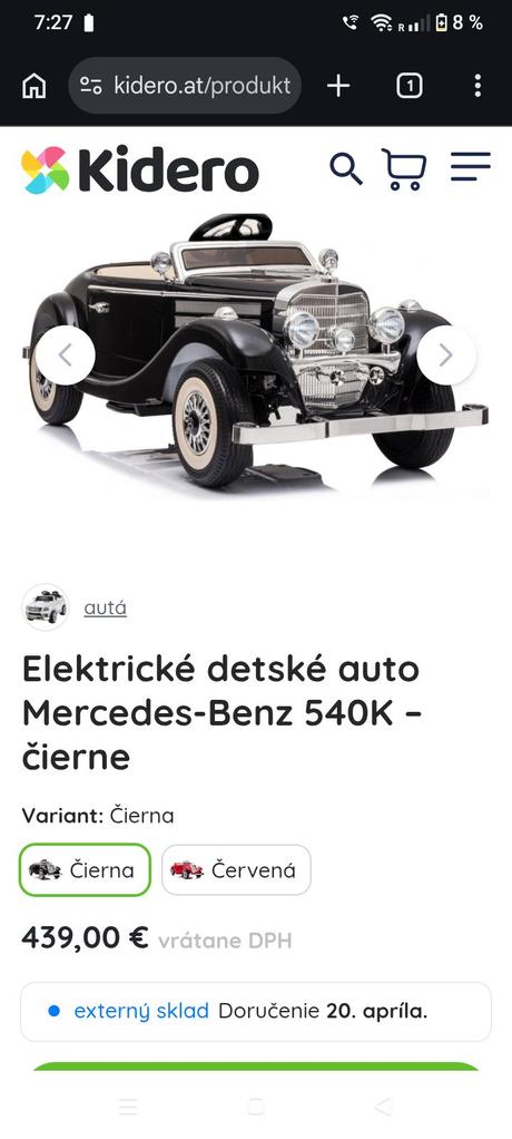 Predám elektrické auto mercedes benz 540k, 