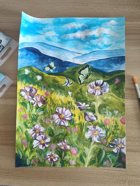 Obraz leto na výkrese,