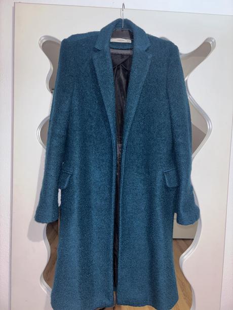 Smaragdovy buklé kabát mango xs/s, mango,xs