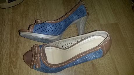 Vysoké lodicky - jeansovy look, 9cm podpätok, 38