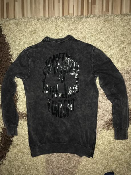 Tenky pulóver s lebkou na chrbte a so zipsom po bo, h&m,146