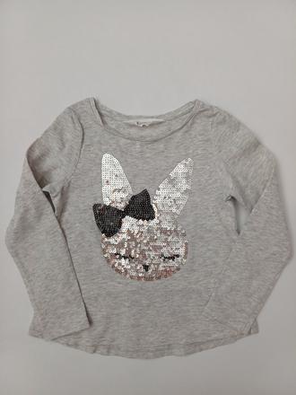 Tričko flitrový zajačik - dlhý rukáv, h&m,98