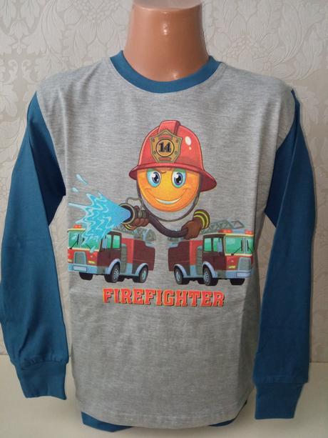 Chlapčenské sivo-modré pyžamo s potlačou (116-122), 116 / 122