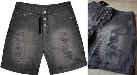 Rifľové kraťasi, modré a šedé, v. m, m