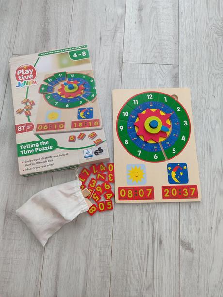 Playtive - drevene hodiny - skladačka,