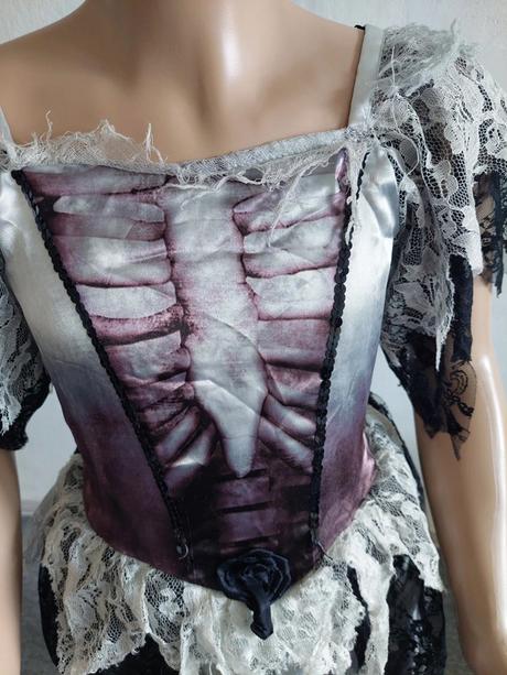 Zombie kostra/nevesta karnevalové šaty veľ.134-140,