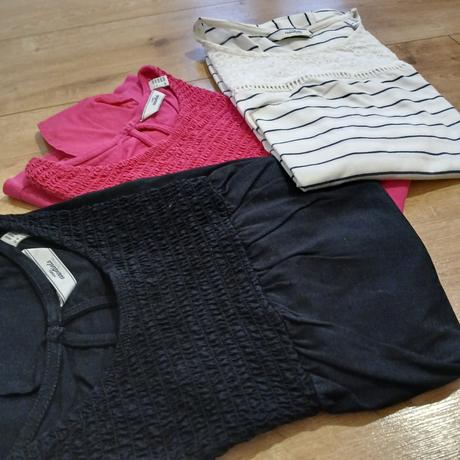 3x tričká s volánovým rukávom, tchibo,46