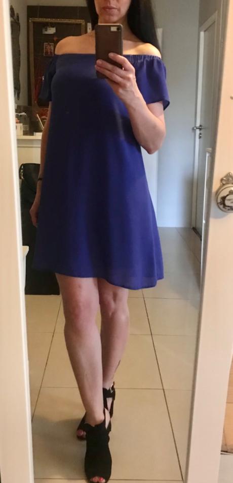 Fialove saty na ramena, new look,xs