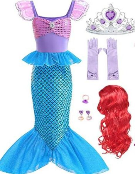 Kostým šaty malá morská panna víla ariel + doplnky, 