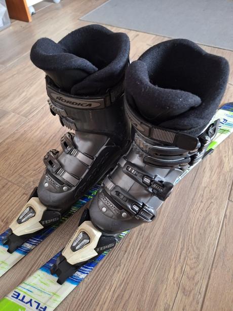 Lyže 110cm + lyžiarky, 110-119 cm