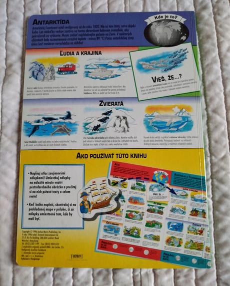 Retro detský atlas s nálepkami okolo sveta,