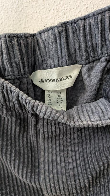 2x menčestrové nohavice h&m adorables veľ 122, h&m,122