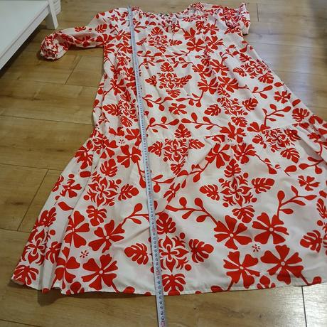 Bielo-červené kvetované dlhé šaty, f&f,48