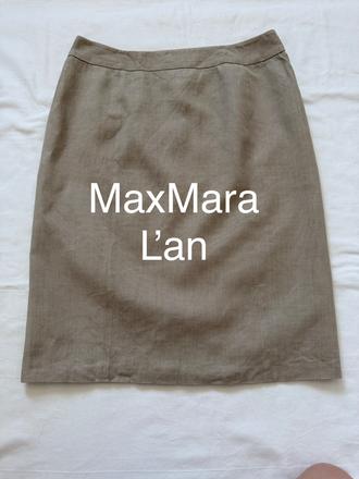 Maxmara studio béžová ľanová puzdrová sukňa, l