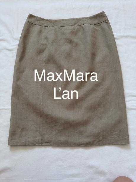 Maxmara studio béžová ľanová puzdrová sukňa, l