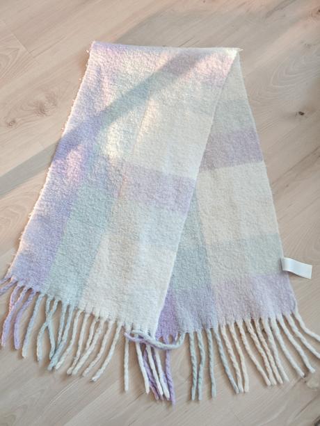 Puffy šál mäkký veľký béžovo- fialový, 