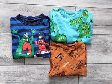 3x tričko dlhý rukáv - 104/110, 110