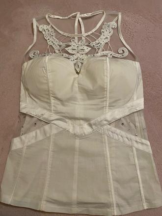 Luxusný biely korzetový top, s