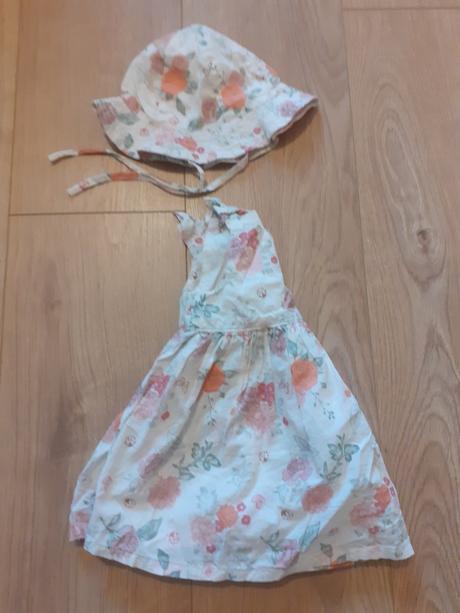 Letné šaty s všitým body v.74 súprava s klobúčikom, h&m,74