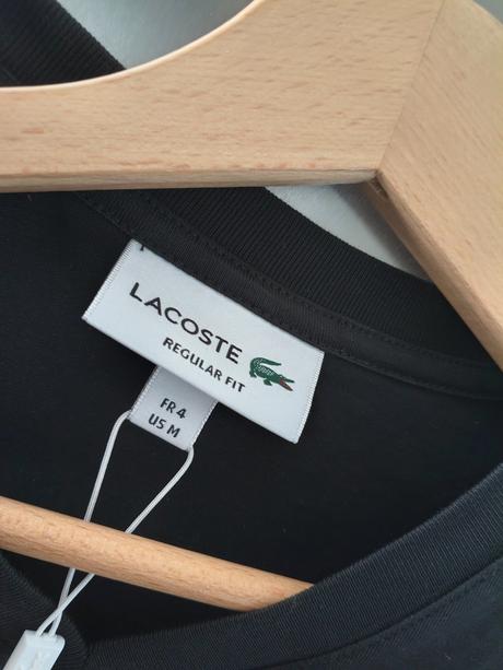 Lacoste čierne pánske bavlnené tričko m, lacoste,m
