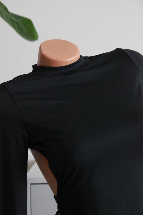 Čierny body top s výstrihom na chrbte, xs, xs