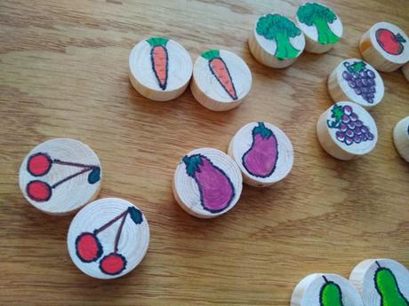 Drevené pexeso ovocie a zelenina., 