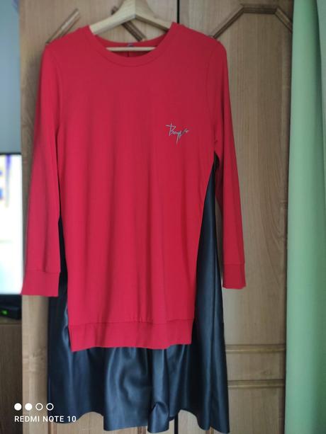 Mikinové šaty s ekokožou-m,l, angie