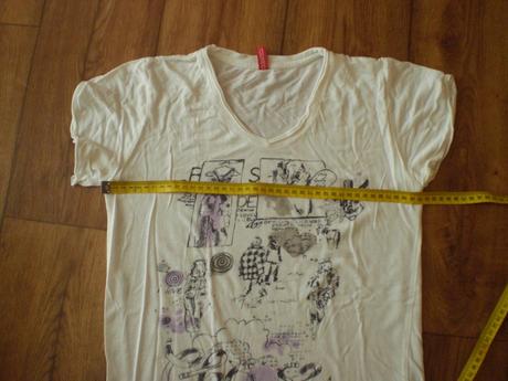 Biele tričko s nápismi, obrázkami s/36, s