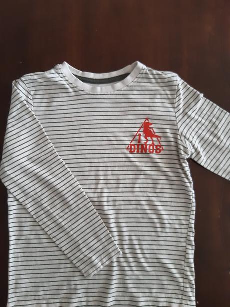 Prúžkované tričko dinos, 122