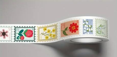 Samolepky poštové známky s kvetmi 20ks, 