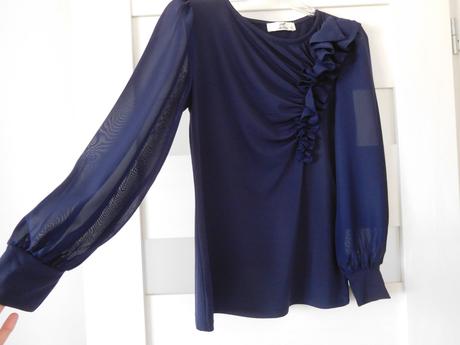 Blúzočka pružná s tilovým rukávom, 36/38 v,, 38