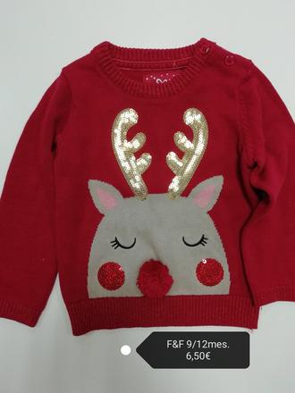 Červený vianočný sveter so sobom, 80