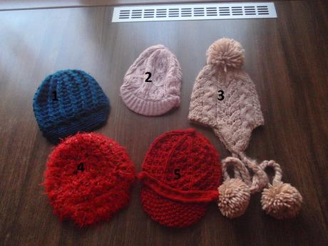 5x štrikovaná čiapka, 122–134