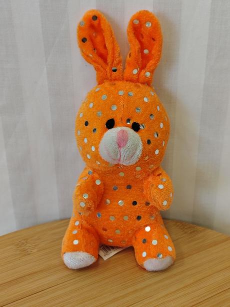 Trblietavý plyšový oranžový zajko pms london 17 cm,