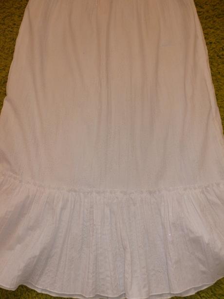 Maxi biela sukňa s trblietkami na leto, xl