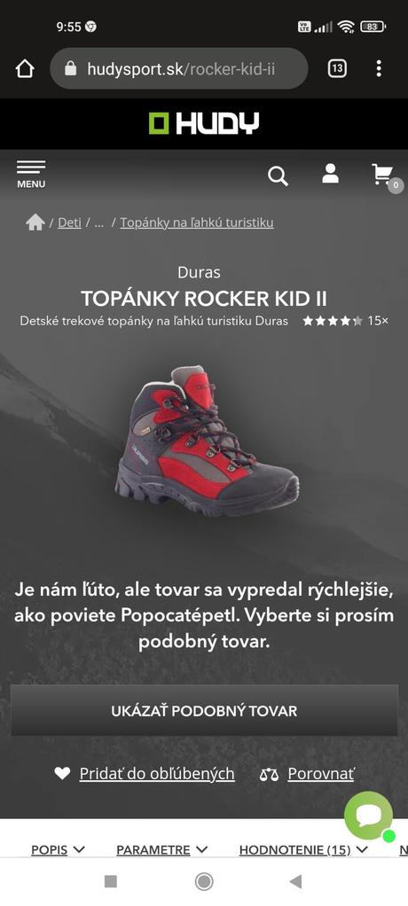 Turistické topánky, 34