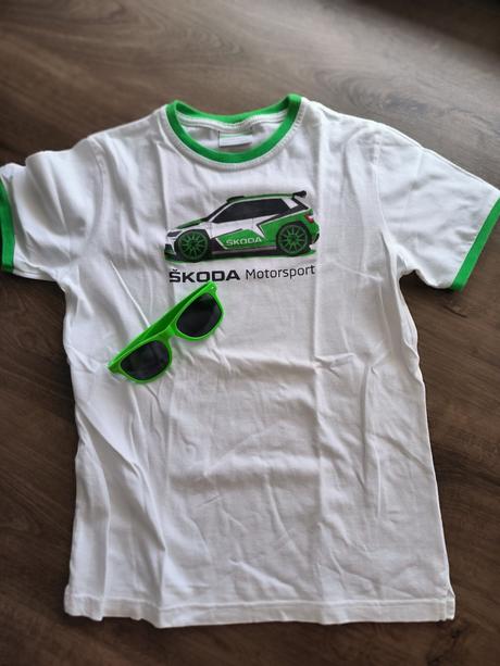 Tričko škoda motorsport+okuliare, 146