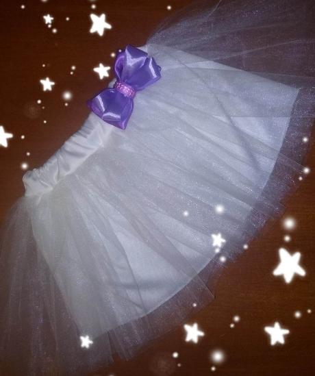 Sukňa pre dievčatá, ručne vyrobená, biela s fialov, <50 / 50 / 56