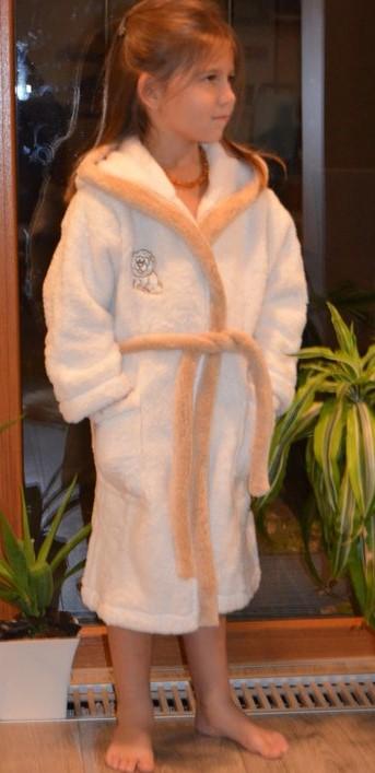 Župan s kapucňou melm maslový s béžovým lemom, 80 / 86 / 92 / 98 / 104