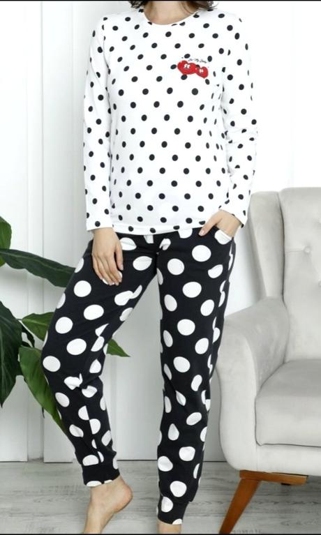 Dámske bavlnené pyžamo bodkované, 4xl - xxxl