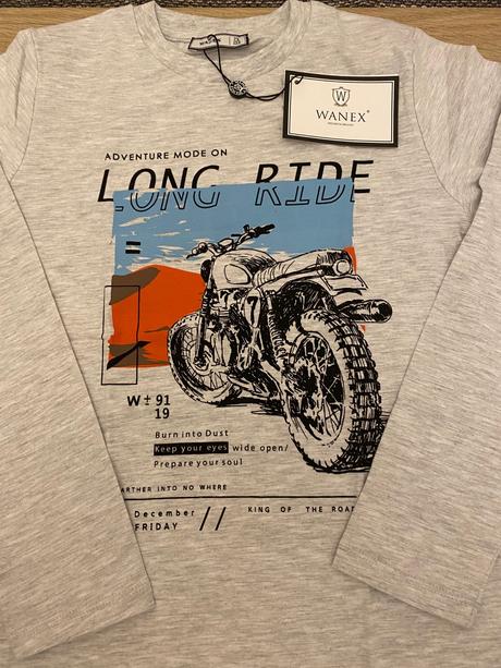 Tričko long ride šedé wanex, 140 / 146