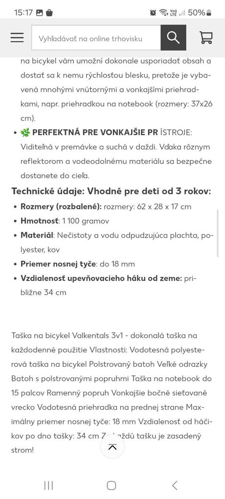 Valkental valkone 3v1 taška na bicykel, 