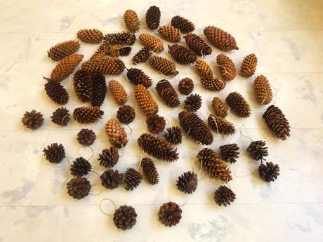 Naturálne ozdoby/šišky 60 ks, 