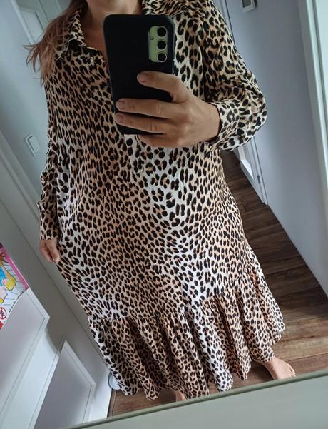 Oversize šaty leopard, h&m