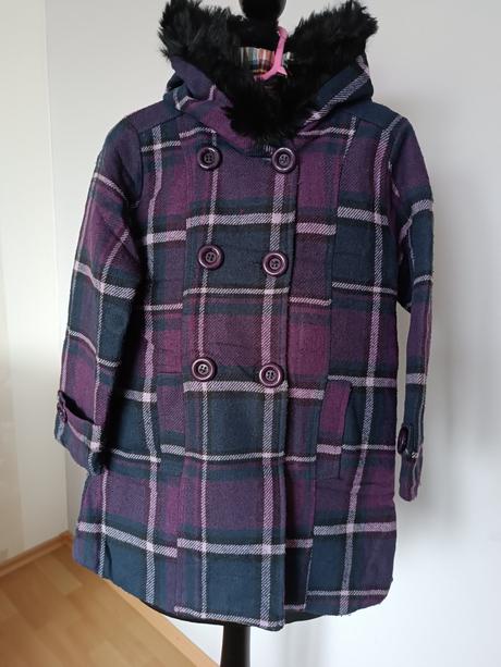 Fialový károvaný kabáčik, 110