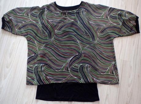 Dvojvrstvová blúzka čierna/zelená/hnedá/khaki,v.xl, xl