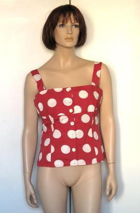Červený bodkovaný top, h&m,42