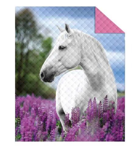 Detský prehoz na posteľ 170x210 kôň v levanduli,